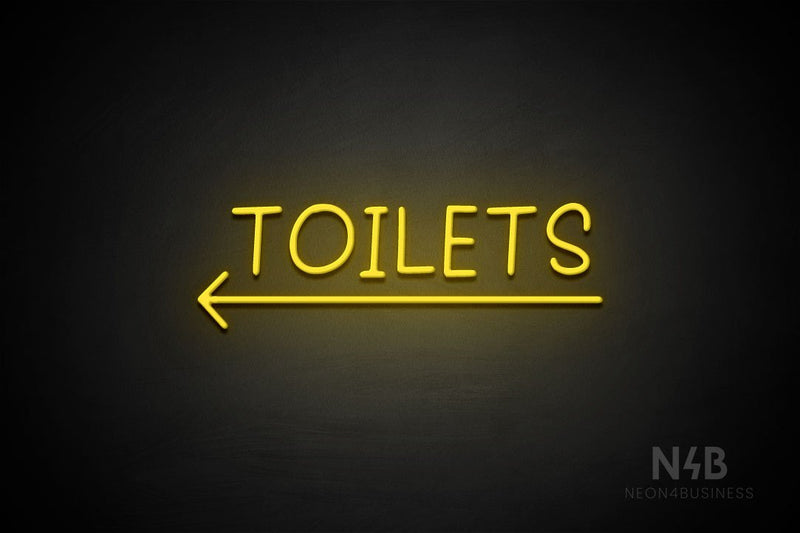 "TOILETS" (capitals, left arrow, Daily font) - LED neon sign