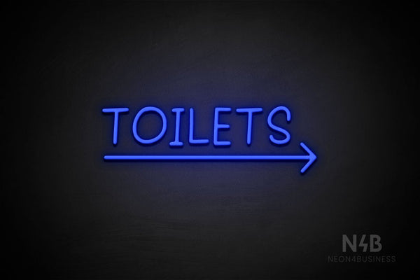 "TOILETS" (capitals, right arrow, Daily font) - LED neon sign