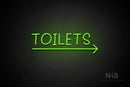 "TOILETS" (capitals, right arrow, Daily font) - LED neon sign