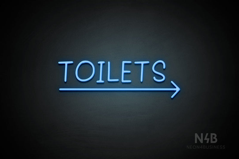"TOILETS" (capitals, right arrow, Daily font) - LED neon sign