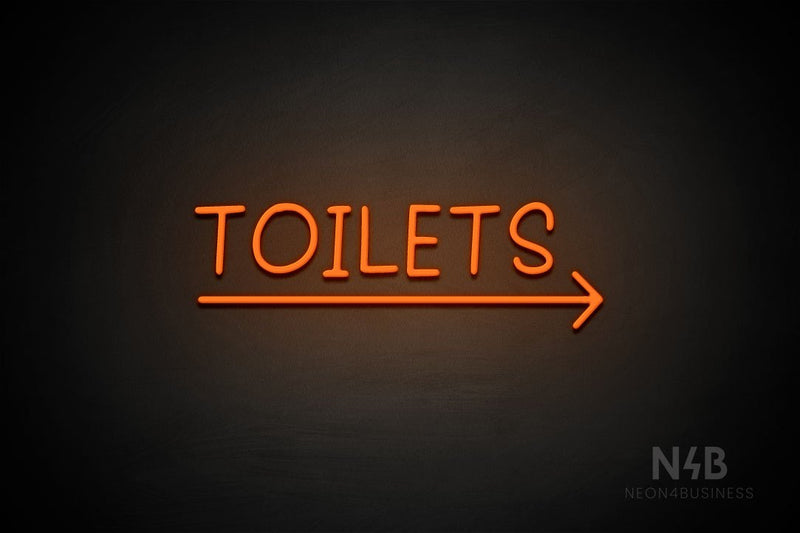 "TOILETS" (capitals, right arrow, Daily font) - LED neon sign
