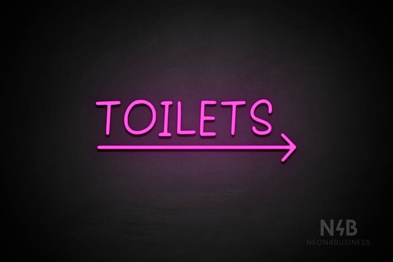 "TOILETS" (capitals, right arrow, Daily font) - LED neon sign