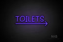 "TOILETS" (capitals, right arrow, Daily font) - LED neon sign