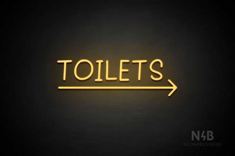 "TOILETS" (capitals, right arrow, Daily font) - LED neon sign