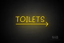 "TOILETS" (capitals, right arrow, Daily font) - LED neon sign