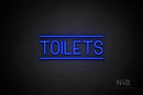 "TOILETS" (capitals, Havanola font) - LED neon sign