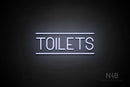 "TOILETS" (capitals, Havanola font) - LED neon sign