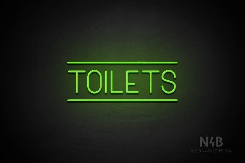 "TOILETS" (capitals, Havanola font) - LED neon sign