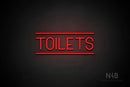 "TOILETS" (capitals, Havanola font) - LED neon sign
