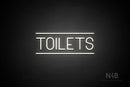 "TOILETS" (capitals, Havanola font) - LED neon sign