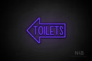 "TOILETS" (capitals, left arrow, Hey Gladd font) - LED neon sign