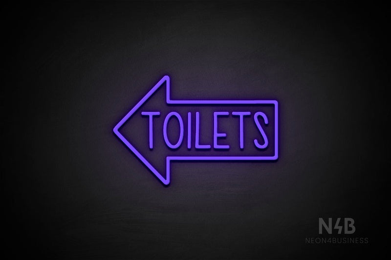"TOILETS" (capitals, left arrow, Hey Gladd font) - LED neon sign