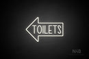 "TOILETS" (capitals, left arrow, Hey Gladd font) - LED neon sign