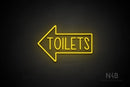 "TOILETS" (capitals, left arrow, Hey Gladd font) - LED neon sign