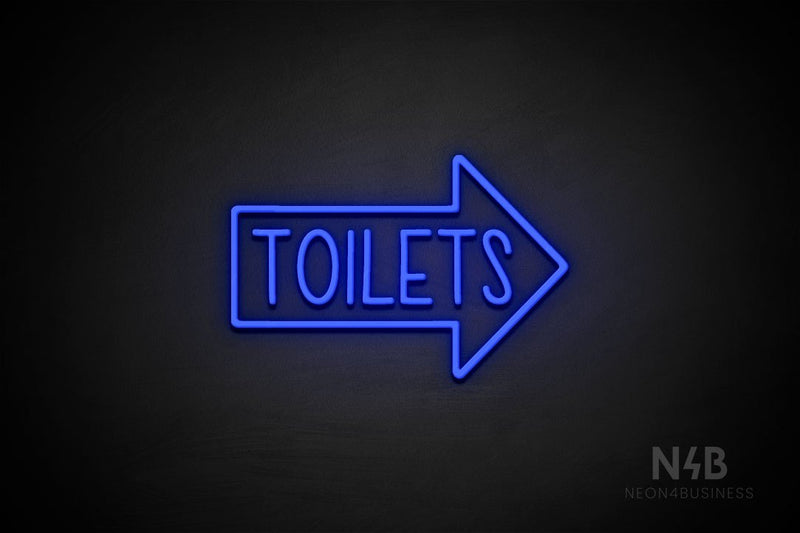 "TOILETS" (capitals, right arrow, Hey Gladd font) - LED neon sign