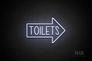 "TOILETS" (capitals, right arrow, Hey Gladd font) - LED neon sign