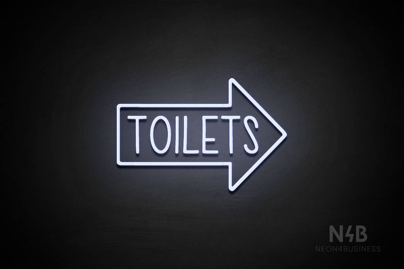 "TOILETS" (capitals, right arrow, Hey Gladd font) - LED neon sign