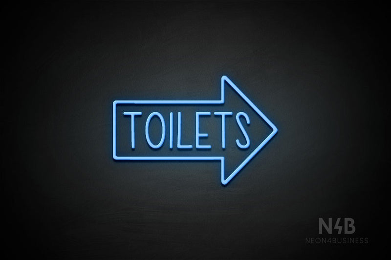 "TOILETS" (capitals, right arrow, Hey Gladd font) - LED neon sign