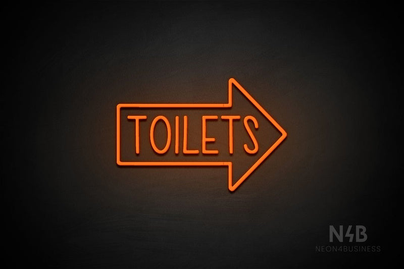 "TOILETS" (capitals, right arrow, Hey Gladd font) - LED neon sign