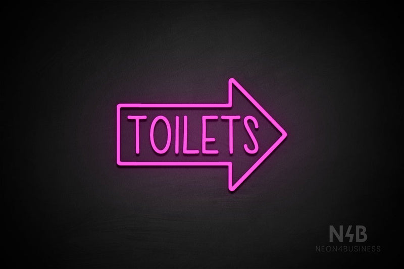 "TOILETS" (capitals, right arrow, Hey Gladd font) - LED neon sign