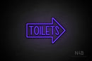 "TOILETS" (capitals, right arrow, Hey Gladd font) - LED neon sign