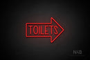 "TOILETS" (capitals, right arrow, Hey Gladd font) - LED neon sign