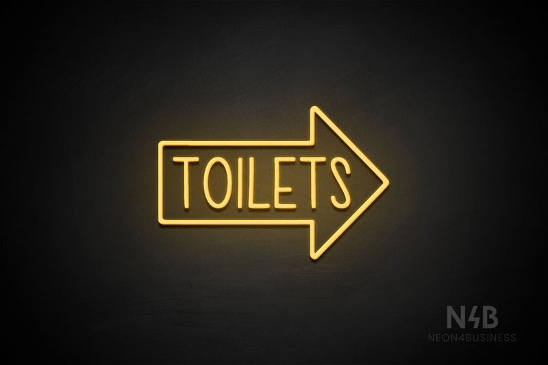 "TOILETS" (capitals, right arrow, Hey Gladd font) - LED neon sign