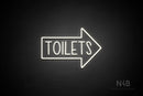 "TOILETS" (capitals, right arrow, Hey Gladd font) - LED neon sign