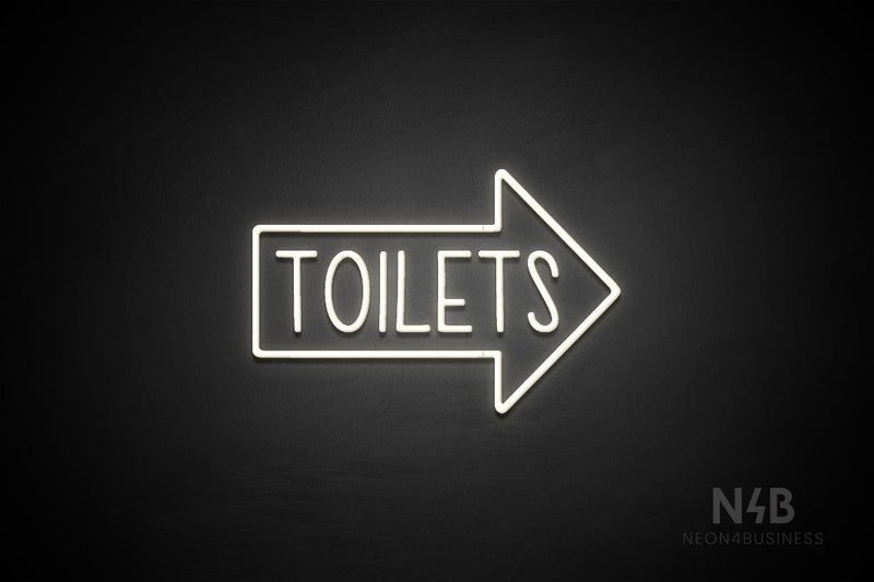 "TOILETS" (capitals, right arrow, Hey Gladd font) - LED neon sign