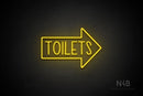 "TOILETS" (capitals, right arrow, Hey Gladd font) - LED neon sign