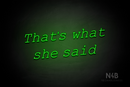 "That's what she said" (Typing Regular font) - LED neon sign