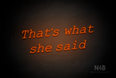 "That's what she said" (Typing Regular font) - LED neon sign