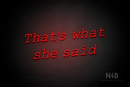 "That's what she said" (Typing Regular font) - LED neon sign