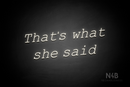 "That's what she said" (Typing Regular font) - LED neon sign