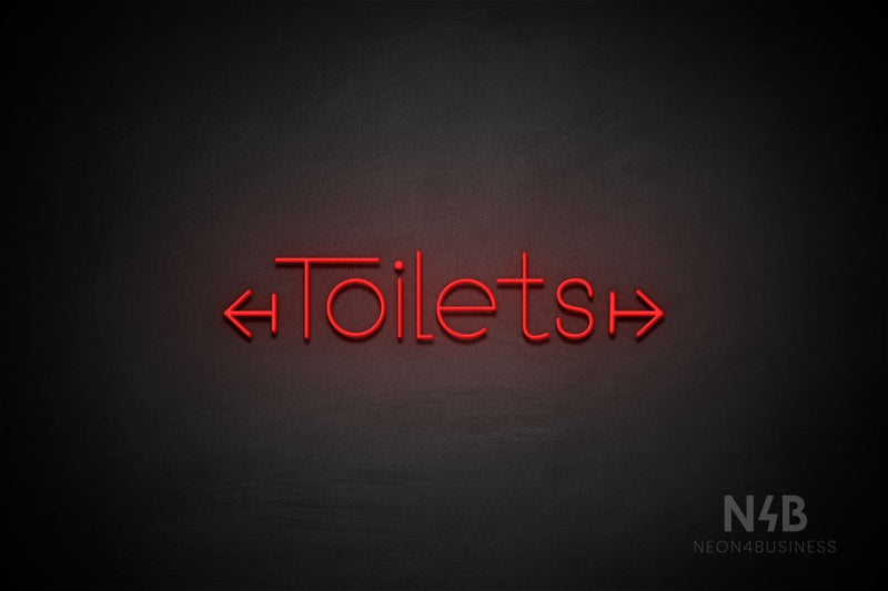 "Toilets" (two-sided arrow, Festin font) - LED neon sign