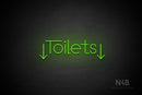 "Toilets" (two-sided down arrow, Festin font) - LED neon sign
