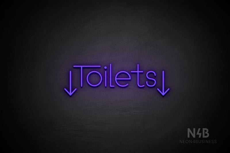 "Toilets" (two-sided down arrow, Festin font) - LED neon sign