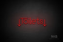 "Toilets" (two-sided down arrow, Festin font) - LED neon sign