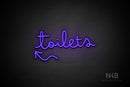 "Toilets" (left up arrow, Bandita font) - LED neon sign