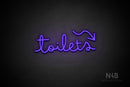 "Toilets" (right down arrow, Bandita font) - LED neon sign