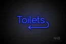 "Toilets" (left arrow, Cooper font) - LED neon sign