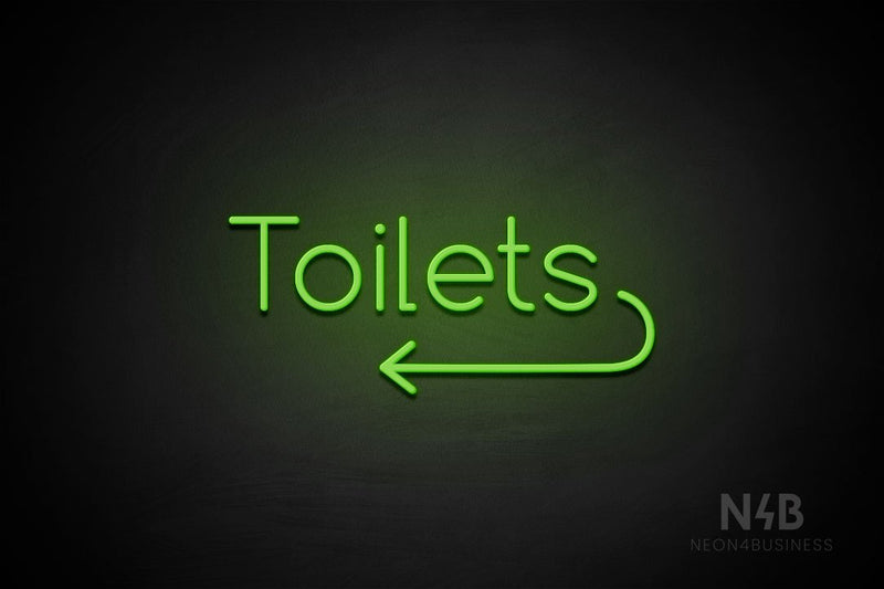"Toilets" (left arrow, Cooper font) - LED neon sign