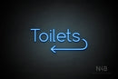 "Toilets" (left arrow, Cooper font) - LED neon sign
