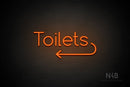 "Toilets" (left arrow, Cooper font) - LED neon sign