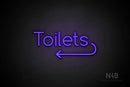 "Toilets" (left arrow, Cooper font) - LED neon sign