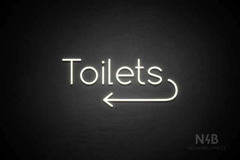 "Toilets" (left arrow, Cooper font) - LED neon sign