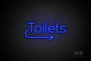 "Toilets" (right arrow, Cooper font) - LED neon sign