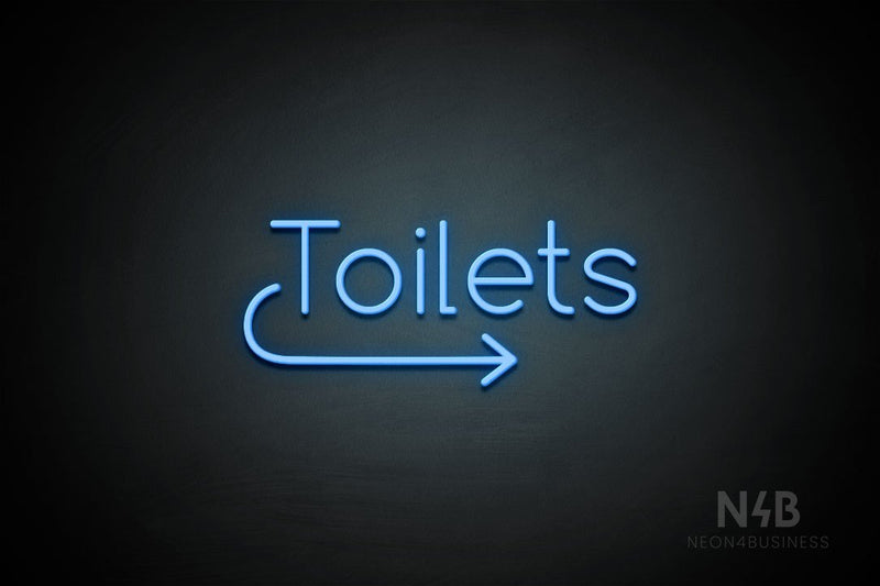 "Toilets" (right arrow, Cooper font) - LED neon sign