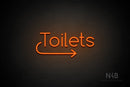 "Toilets" (right arrow, Cooper font) - LED neon sign