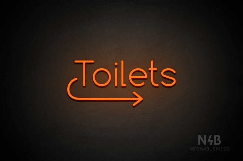 "Toilets" (right arrow, Cooper font) - LED neon sign